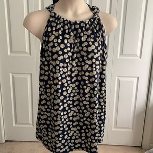 Beautiful size 1X navy blue with daisies mini dress or tunic - gently used.